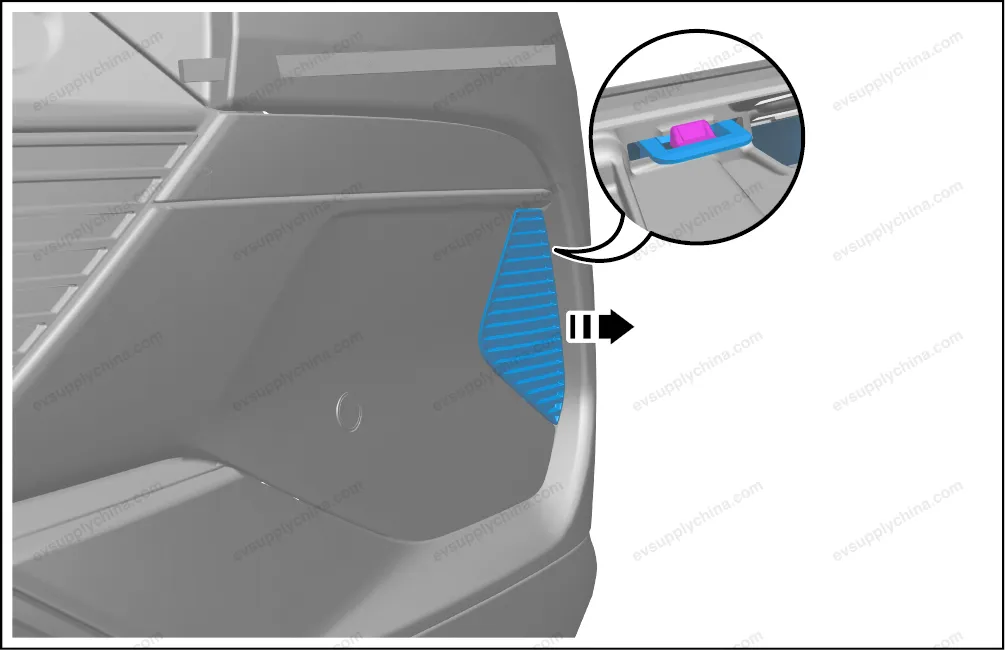 Rear bumper right trim piece — BYD BYD Atto 3 — OE 13161615-00, SC2E-2804116