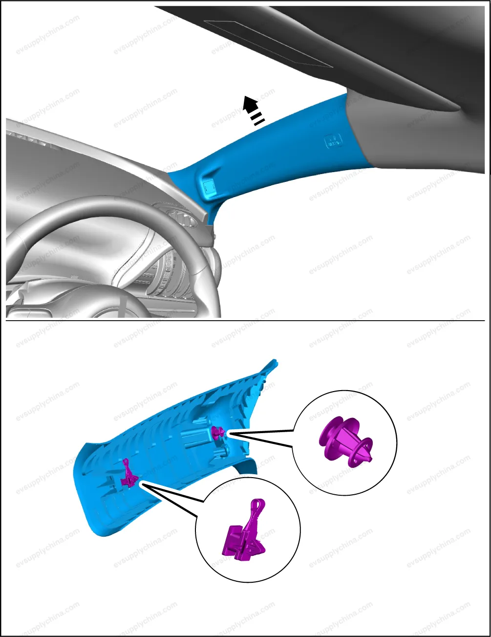 Right B-pillar upper guard plate assembly — BYD BYD Atto 3 — OE 13182860-00, SC2E-5402220A