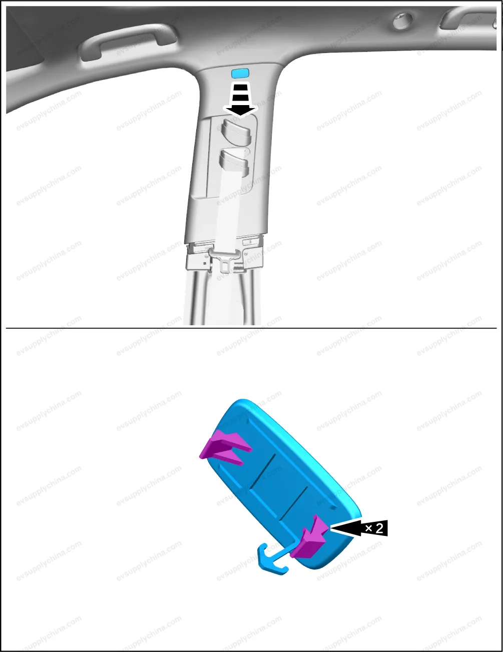 Right B-pillar upper guard plate assembly — BYD BYD Atto 3 — OE 13182860-00, SC2E-5402220A