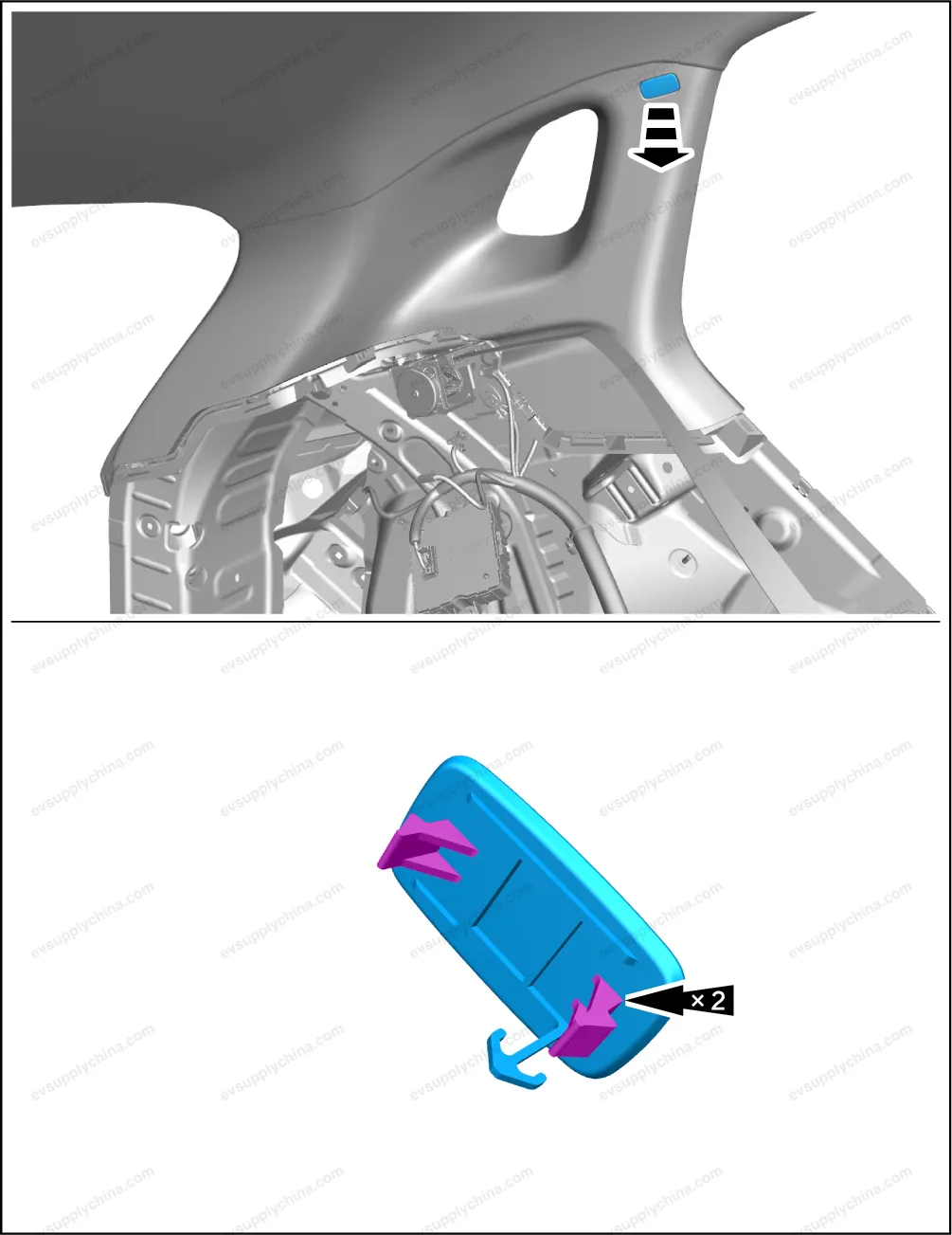 Left B-pillar upper guard plate assembly — BYD BYD Atto 3 — OE 13182864-00, SC2E-5402210A