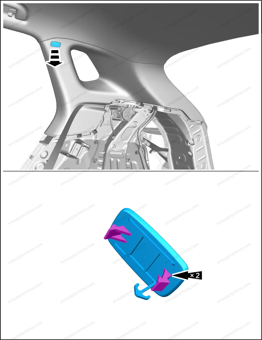 Right B-pillar upper guard plate assembly — BYD BYD Atto 3 — OE 13182860-00, SC2E-5402220A