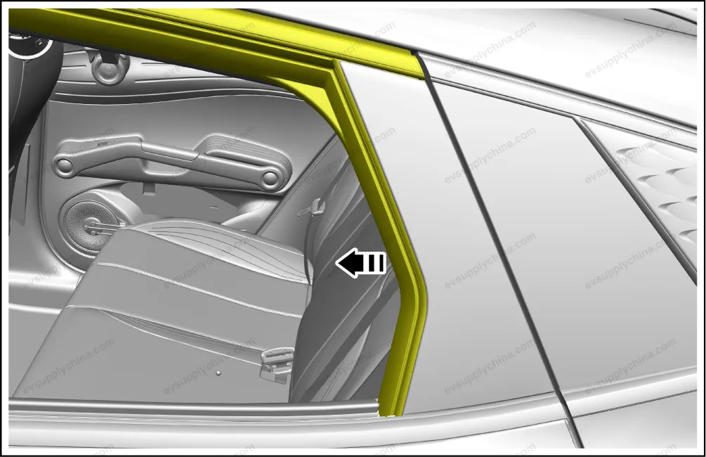 Left rear B-pillar exterior trim assembly — BYD BYD Atto 3 — OE 13186846-00, SC2E-5402930