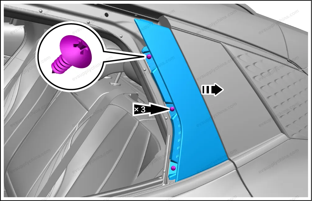 Left rear B-pillar exterior trim assembly — BYD BYD Atto 3 — OE 13186846-00, SC2E-5402930