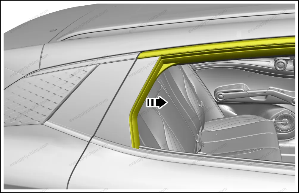 Right rear B-pillar exterior trim assembly — BYD BYD Atto 3 — OE 13186848-00, SC2E-5402940