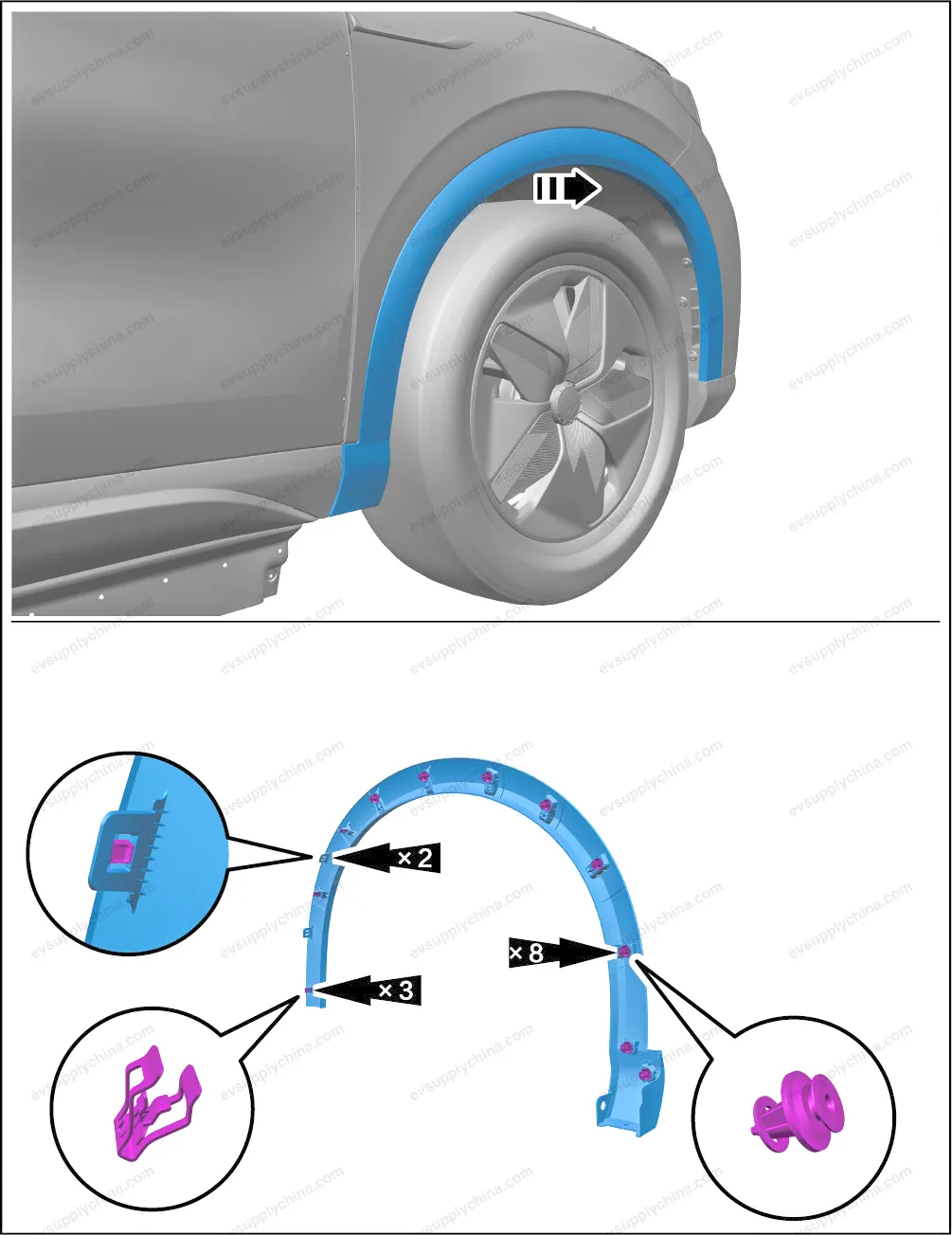 Right front wheel arch trim assembly — BYD BYD Atto 3 — OE 13186506-00, SC2E-5302420