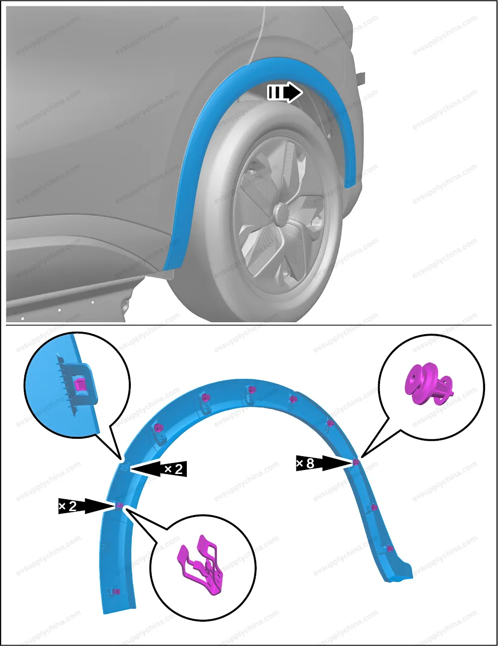 Left rear wheel arch trim panel assembly — BYD BYD Atto 3 — OE 13186501-00, SC2E-5302430