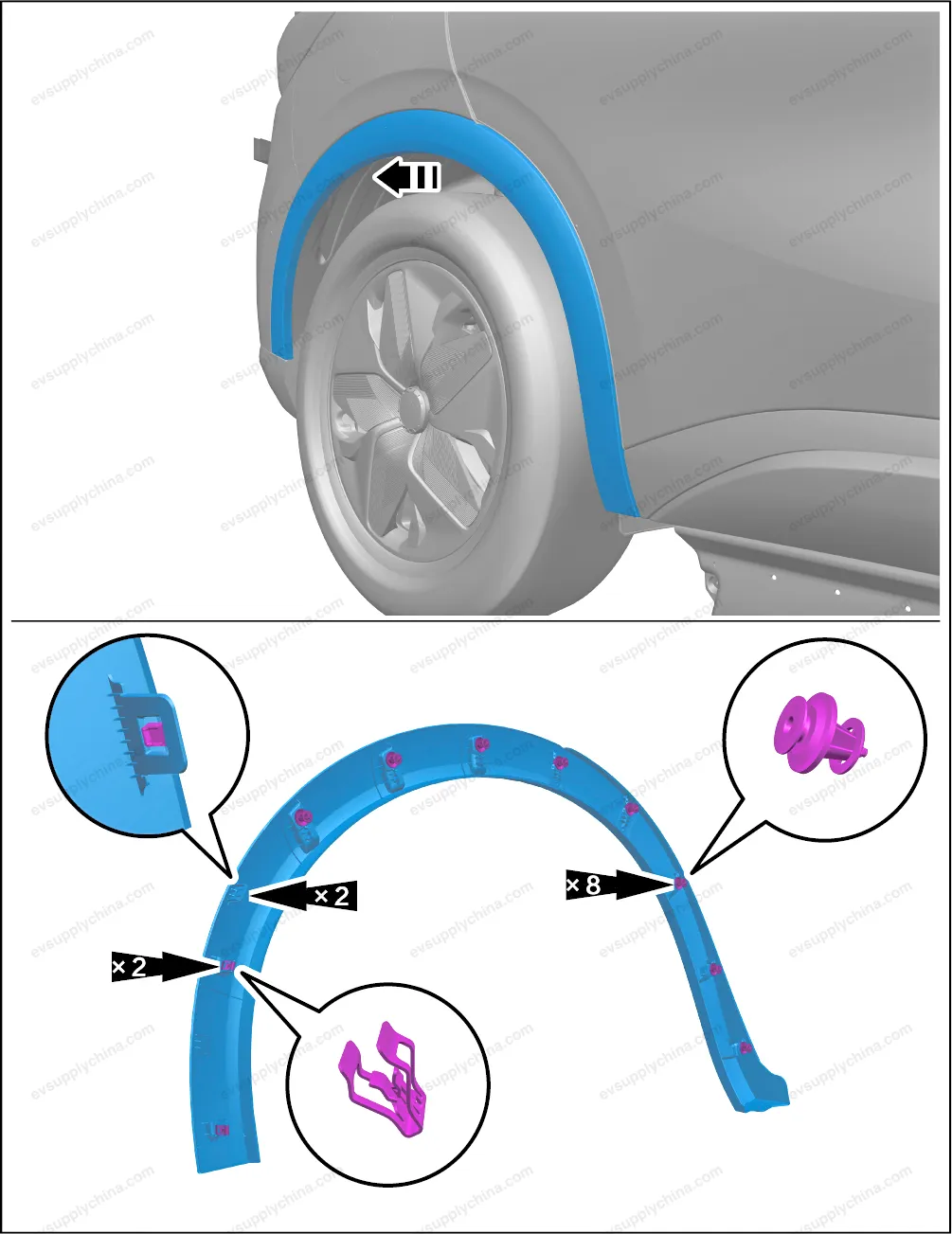 Left rear wheel arch trim panel assembly — BYD BYD Atto 3 — OE 13186501-00, SC2E-5302430