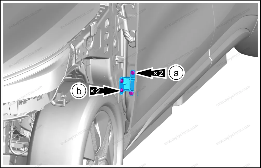 Left front door lower hinge assembly — BYD BYD Atto 3 — OE 12326116-00, ST-6106200