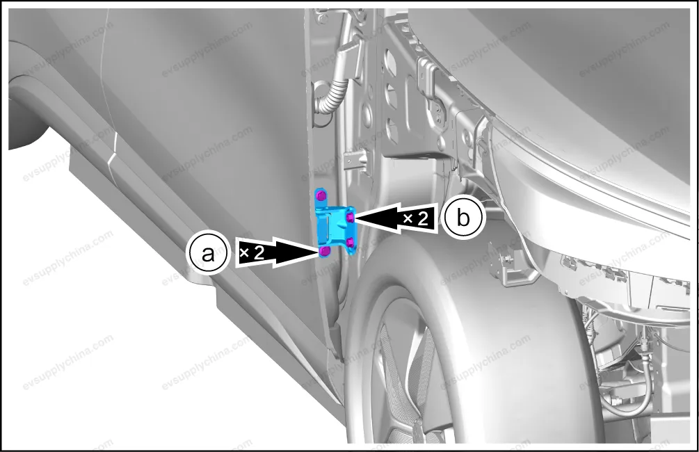Left front door lower hinge assembly — BYD BYD Atto 3 — OE 12326116-00, ST-6106200