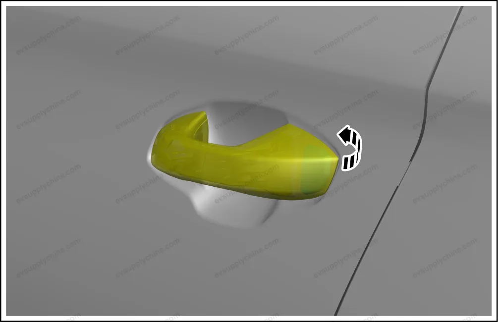Left rear door handle assembly — BYD BYD Atto 3 — OE 13168428-00, SA3F-6205100D