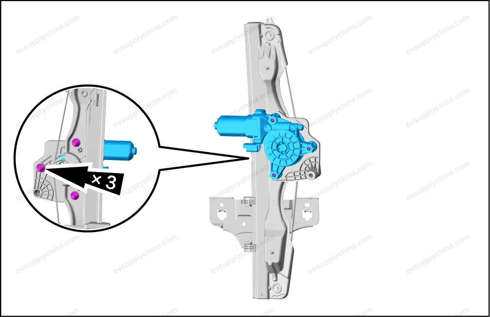 Left rear door window regulator motor — BYD BYD Atto 3 — OE 13189343-00, SC2E-3746300B