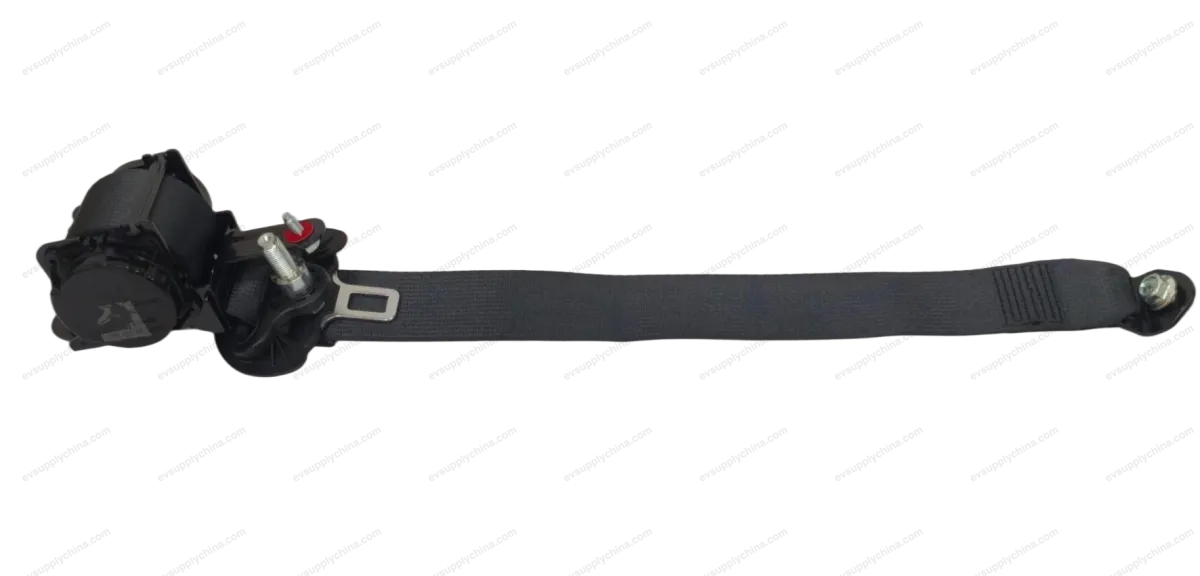 Left rear seatbelt assembly - Deep Black 5 — BYD Denza D9 — OE 15703060-00, MRHB-5812010-Y1A7